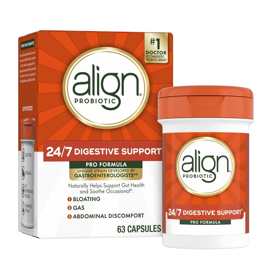 Align Probiotic, Pro Formula, Probiotika für Frauen und Männer, Probiotika für Verdauungsgesundheit, Männer und Frauen Probiotika-Kapseln helfen, gelegentliche Blähungen und Gas *, 63 Kapseln