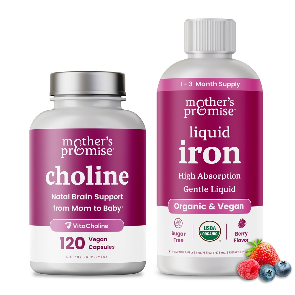 La promesse de la mère en fer liquide et capsules de choline
