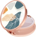 Rouidr Pill Box, 3 Compartment Medicine Pill Case, Small Metal Travel Medicine Box für Geldbörse & Tasche, Rose Gold, Abstract Boho Leaf