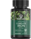 PlantFusion Vegan Eisen Ergänzungen aus, Premium-Pflanzenbasis Eisen Ergänzungen für Frauen und Männer (25mg), Plus Folate & B12, 90 Veggie Kapseln