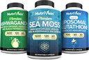 Nutrivein Premium Irish Sea Moss Capsules, Ashwagandha und Liposomal Glutathione Supplement Bundle: Sea Moss, Reduzierte Glutathione, & Ashwagandha Ergänzungen für Immunität, Stimmung, Verdauung, & Detox