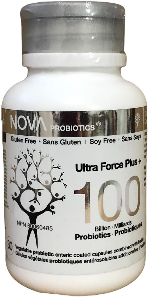 NOVA Probiotiques Multi-Strain Ultra Strength Plus+ 100 milliards Probiotiques par Capsule-30 VCaps