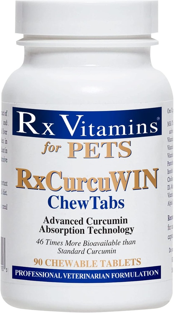 Rx Vitamins CurcuWIN Curcumin für Haustiere - Katze Immununterstützung - Hund Verdauungsunterstützung - 90 ct