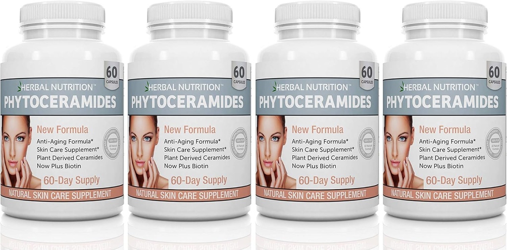 Nutrition à base de plantes Phytocéramides Riz à base de biotine Vitamine A C D et E, 4 flacons 40mg