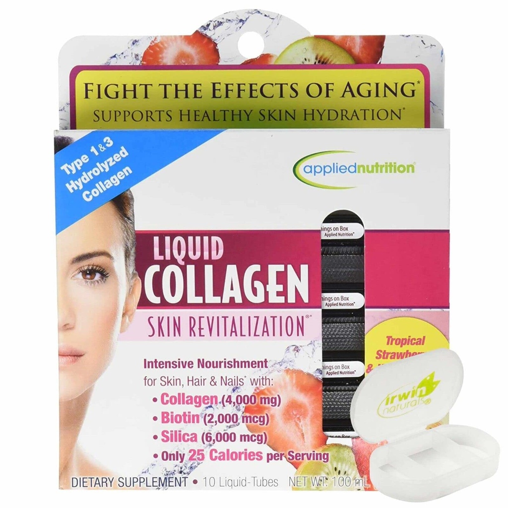 Liquid Collagen Skin Revitalization Nahrungsergänzungsmittel 10 Flüssigkeitsröhren mit Pille Case