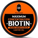 Baume à barbe, Biotine de concentration 2X, avec huile de ricin et huile d'argan et de jojoba, favorise la croissance de la barbe, les styles, renforce et adoucit la barbe et les moustaches, 2 once