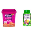 Viactiv Calcium Chews & Vitafusion Omega-3 Gummy Vitamins Bundle - 60 Calcium Chews für Knochen Gesundheit + 120 Omega-3 Gummi für Herzgesundheit