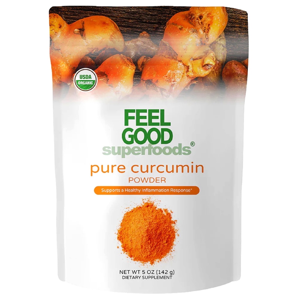 FEEL GOOD Superfoods Pure Curcumin Powder, Organic, Non-GMO, Vegan aus Bulk Ground Turmeric Root aus Indien, Curcuma Longa Joint Supplement, 5 oz