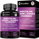 60 Zähler Quercetin 1000mg Zink 50mg Vitamin C 1000mg Vitamin D 5000IU Immunsystemunterstützungsergänzung mit Echinacea Ginger Bromelain Sea Moss Knoblauch Nettle Vegan Kapseln für Männer und Frauen, USA