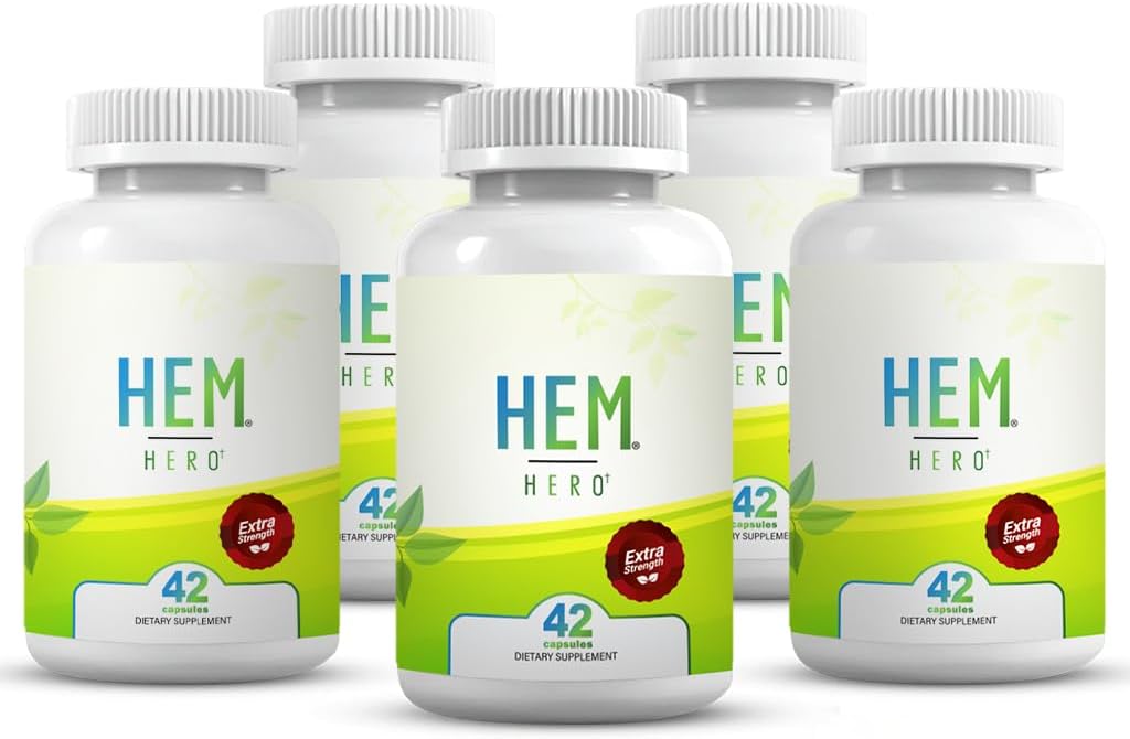 Hem Hero® extra Strength Hämorrhoid Behandlung - Verringern Sie Schwellung, beruhigen Sie Juckreiz & Irritation - - 42 Kapseln - (5-Pack)