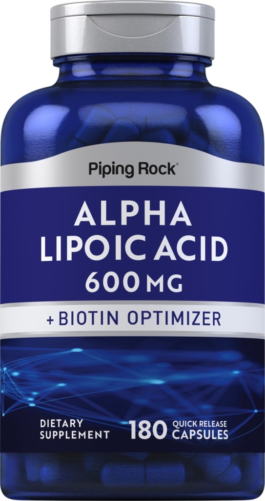 Piping Rock Alpha Lipoic Acid 600mg | 180 Kapseln | Plus Biotin Optimizer | ALA Supplement | Non-GMO, Glutenfrei