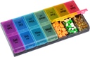 Large Capacity Weekly Pill Organizer, 7 Day 2 Times A Day Large Compartments Pill Cases, AM/PM BPA-Free Pill Box Design for Vitamins Fish Oil Supplements Arthritis Friendly (Rainbow)