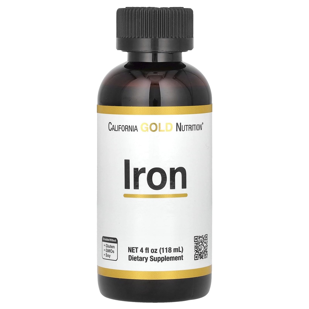 California Gold Nutrition Iron, als Ferrous Bisglycinat Chelate und Yellow Dock Root, 4 fl oz (118 ml)