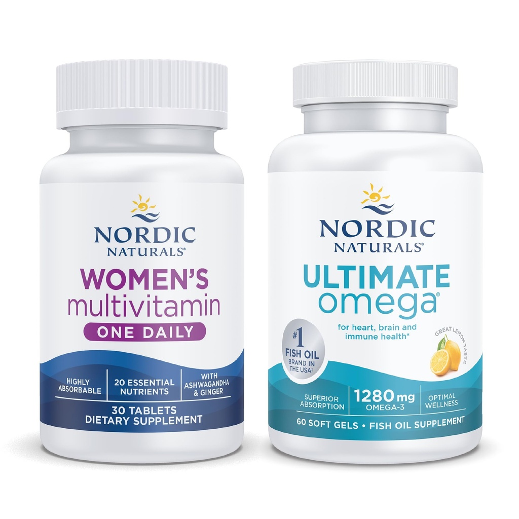 Paquet de démarrage Nordic Naturals - Multivitamine des femmes un jour, Omega ultime