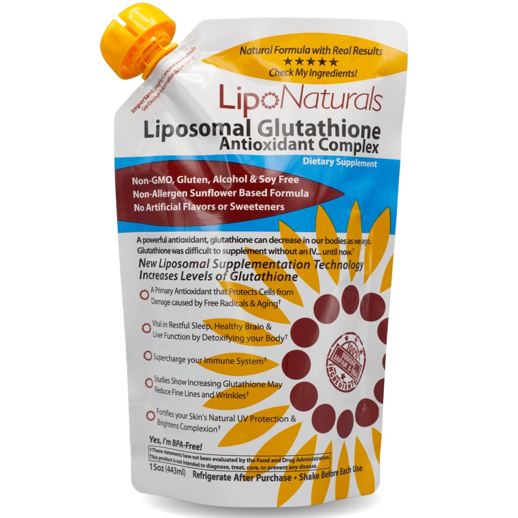 Lipo Naturals Liposomal Glutathione Complex Liquid (30 Doses) - Natürliche Formel Immunität + Lebergesundheit + Anti-Aging-Unterstützung mit Vitamin C - Vegan, China-frei (15oz / 443ml)