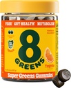 8Greens Fiber Super Greens Gummies | Fiber, Gut Health, Stoffwechsel. Verdauungs-Gesundheit, Boost Immunsystem & Verdauungs-Gesundheit mit 8 echten Grünen - Non-GMO-Formel, Gummy, Tangerine Flavor, 50 Count