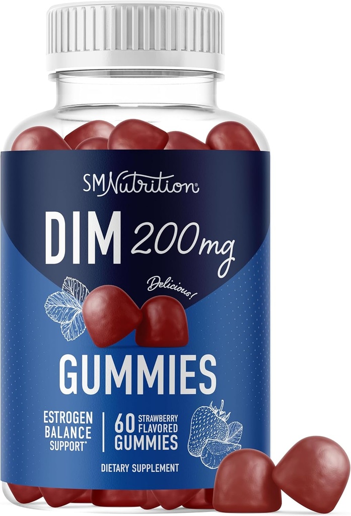 DIM Gummies | 200mg | Hormon Balance Gummis für PMS, Menopause, Hormonale Akne & More | Estrogen Balance & Detox für Frauen und Männer | mit 50mg Beet Root für Antioxidans Unterstützung | Gluten-Free | 60ct.