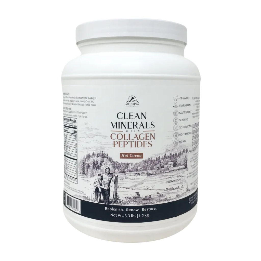 Mt. Capra Clean Minerals mit Collagen Peptides | Gesunder heißer Kakao mit Mineralen aus Ziegenmilch Hey und Grass-Fed Typ I und III Collagen Peptide für 10 g Protein | 35 Portionen - 3.3 Pfund