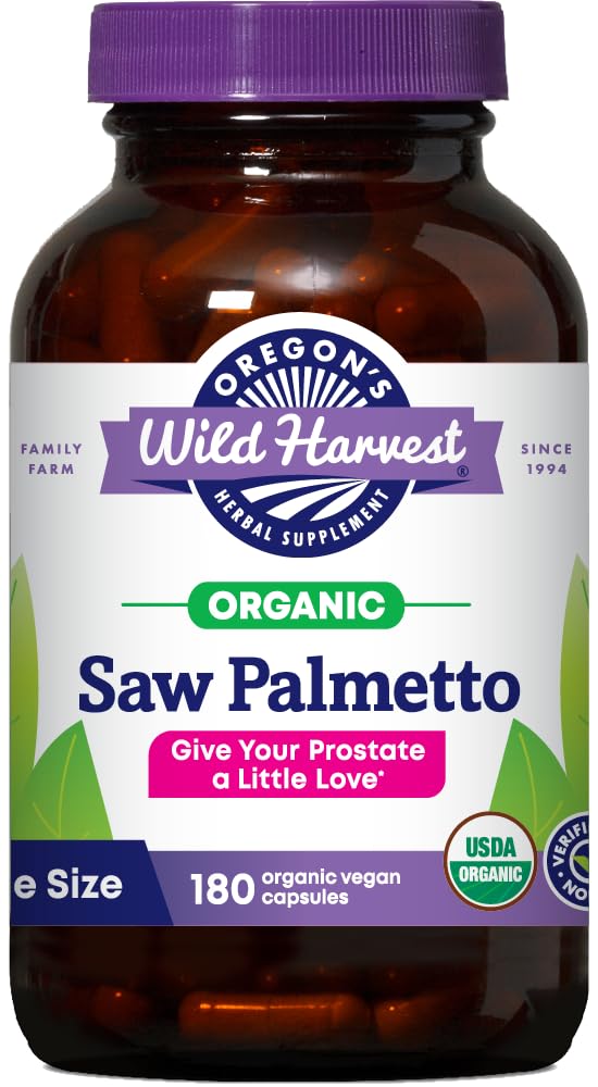 Oregon's Wild Harvest Certified Organic Saw Palmetto Kräuterkapseln, 180 Count