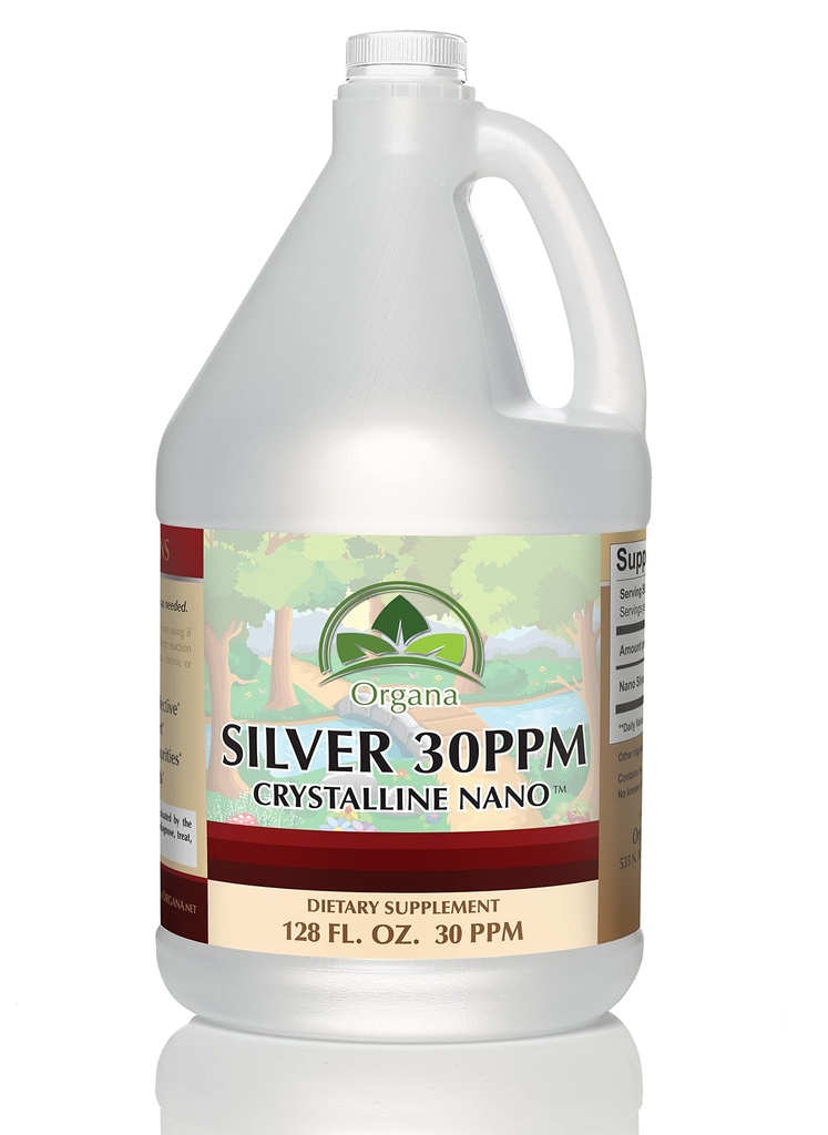 Organa Crystalline Nano Colloidal Silver - Ultra Silver Liquid für Immununterstützung - Ultimate Bio Active Supplement Solution - Plata Coloidal - 1 Gallon (128 Unzen) - 30 PPM