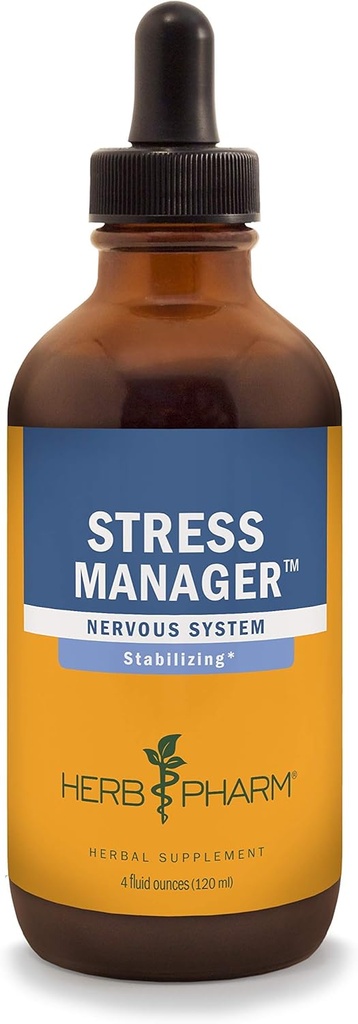 Herb Pharm Stress Manager Flüssige Kräuterformel mit Rhodiola und Heilige Basilflüssigkeit Extrakte - 4 Unze