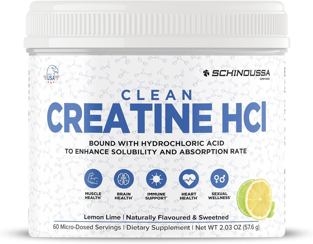 Lemon Lime Creatine HCL Pulver | Micro-Dosed hohe Absorption Kreatin | Natürlich aromatisiert & Sweetened | Stimulant-Free | Vegan, Gluten-Free | Pre/Post Workout Supplement | 60 Servierungen