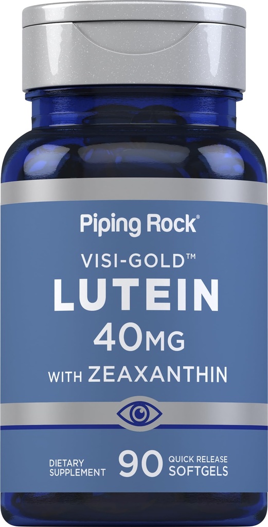 Piping Rock Lutein mit Zeaxanthin 40mg | 90 Softgels | Eye Health Supplement von Marigold Extract | Non-GMO, Glutenfrei