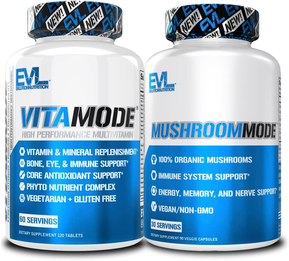 Evlution Men's Multivitamin and Mushroom Complex Supplements Nutrition Daily Multivitamin with Essential Minerals and Phytonutrient Complex Plus Nootropic Lions Mane Mushroom Supplement Kapseln