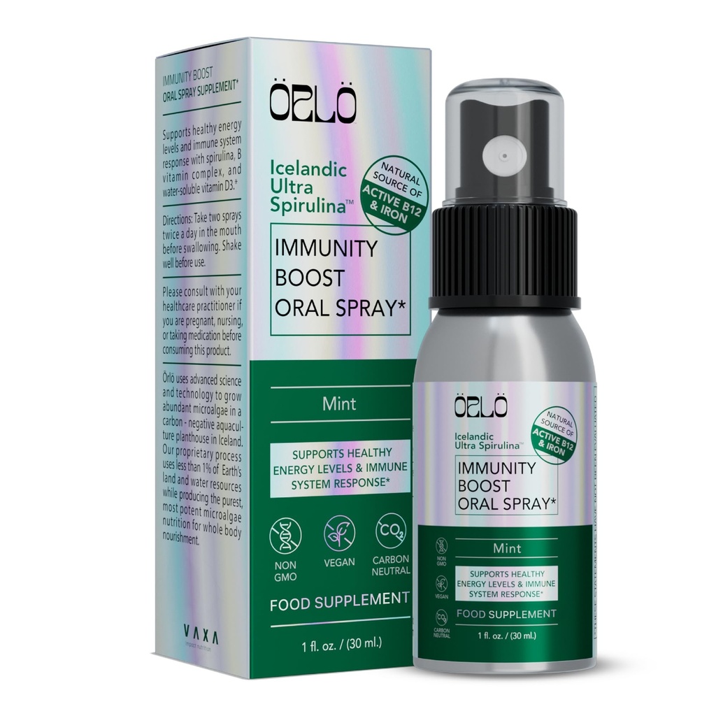 Orlo Immunität Boost Multivitamin Ergänzung für Erwachsene Spray - Spirulina, Bioactive Vitamin B Complex, B12 Methylcobalamin, Vitamin D3 - Energie, Gehirn & Immune Gesundheit (bis zu 60 Portionen)