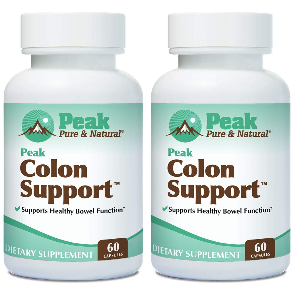 Peak Pure & Natural Colon Support - Colon Cleanse und Detox Ergänzung für Verdauungs-Gesundheit - Gut Health Support mit Inulin und Senna Blattextrakten - mit Fiber, Präbiotika und Probiotika - 2 Pack