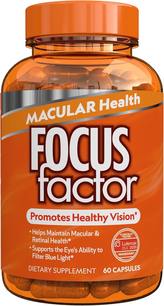 Fokus Faktor Macular Health Formula (60 Count) - Augen Vitamine für Macular Support - Lutein und Zeaxanthin Ergänzung mit Folat, Vitamin B12, Vitamin C, Vitamin E, Lutemax 2020® - Augengesundheitsunterstützung