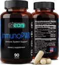 ELEAN Immuno PWR- angereichert mit Zink, Selen, Aminosäure Lysin und Astragalus Wurzelextrakt für Kollagensynthese, Schilddrüsengesundheit, Mineralische Unterstützung, Energie und Immungesundheit 90 Veg Kapseln.