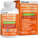 21-in-1 Berberine Ergänzung mit Ceylon Cinnamon mit Chrom, Bitter Melon und Grüner Tee-Extrakt und Schwarzer Pfeffer-Extrakt 5X für Energie und Stoffwechsel Unterstützung mit 5279 mg (120 ct, Packung 1)