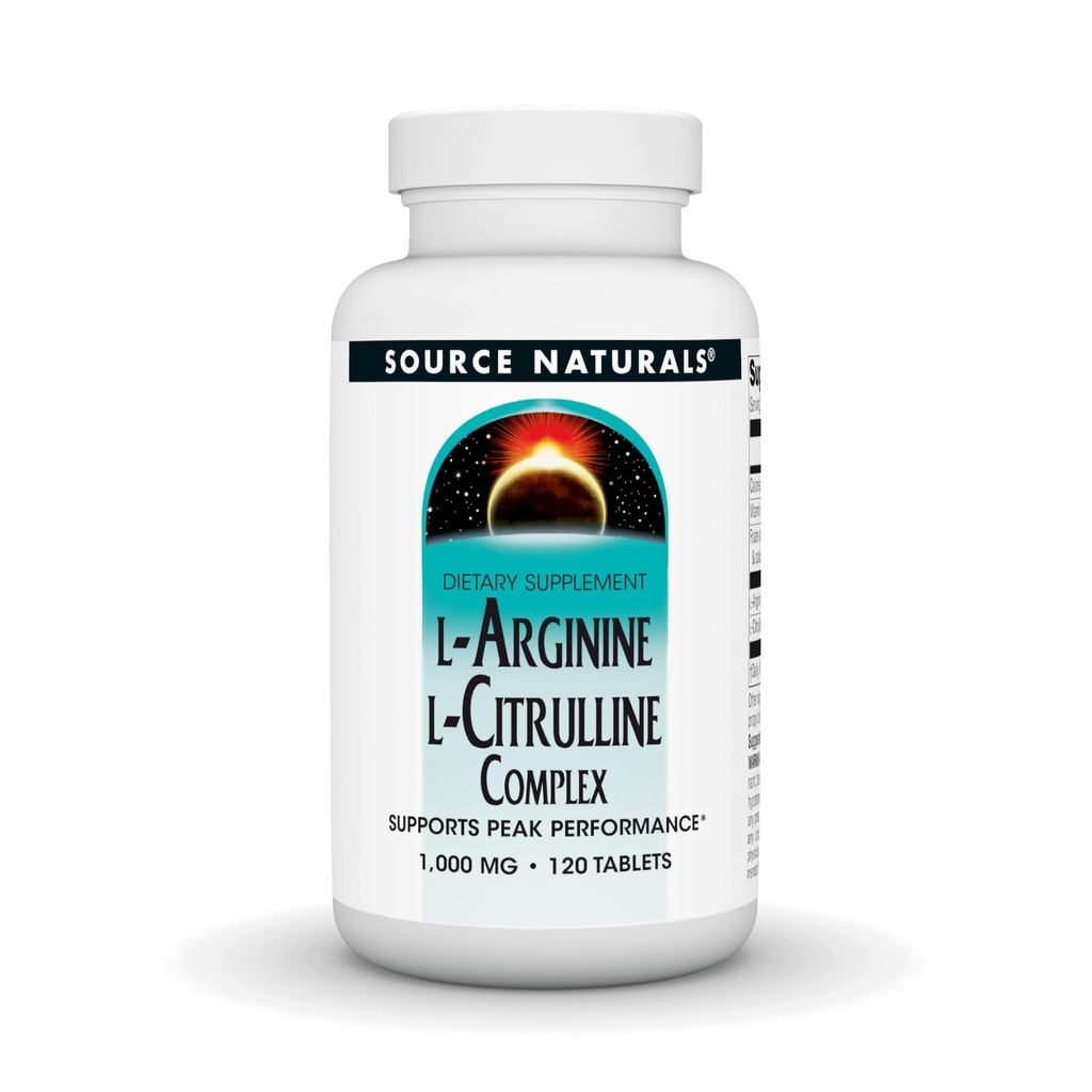 Source Naturals Complexe L-Arginine L-Citrulline, 120 comprimés, 1000 mg