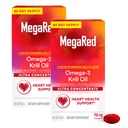 MegaRed Ultra Concentrate 750mg Omega-3 supplément acide gras d'huile de krill avec EPA/DHA, antioxydant Astaxanthine, sans huile de poisson après-goût soutient la santé cardiaque, 80 Comte Softgels (2 Pack)