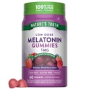 Nature's Truth Melatonin Gummies | 1mg | 60 Count | Cherry Pomegranate Flavor | Vegan, Non-GMO & Gluten Kostenlose Ergänzung
