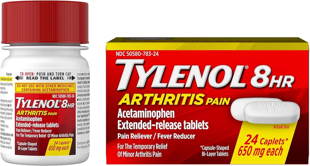 Tylenol 8 Hour Arthritis Schmerztabletten mit Acetaminophen für Gelenkschmerzen, 24 ct