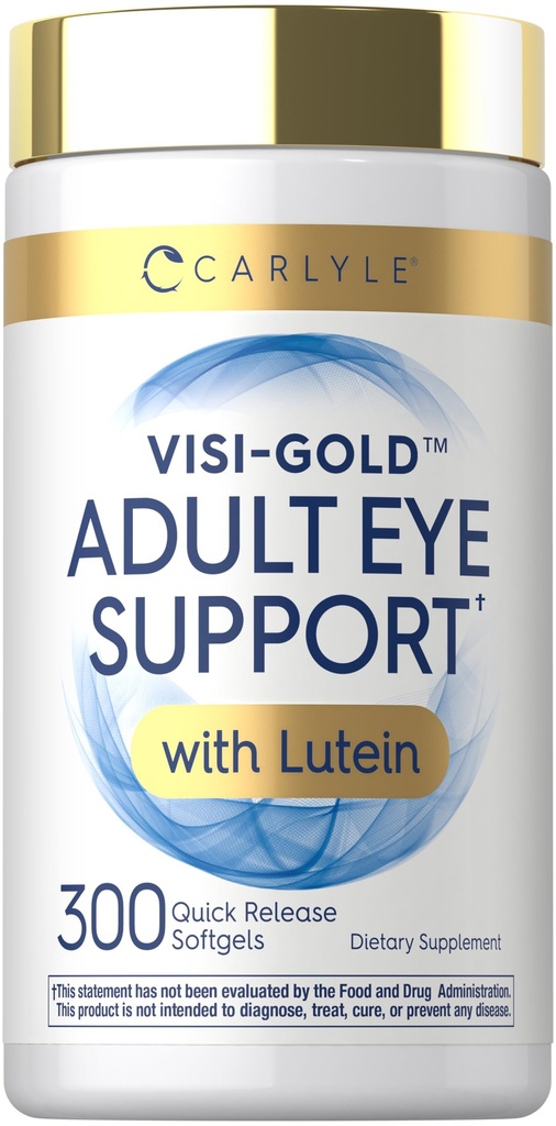 Carlyle Adult Eye Support | 300 Kapseln | mit Lutein und Zeaxanthin | Nicht-GVO und glutenfreie Ergänzung