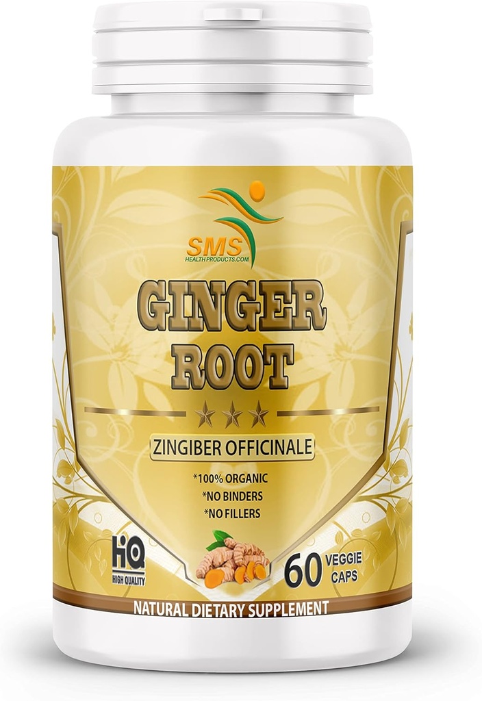 Bio Ginger Root Powder (Zingiber officinale) Verdauungsunterstützung - 60 Veggie Kapseln