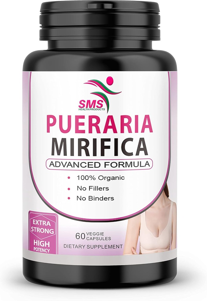 Pueraria Mirifica (Kwao Krua Kao) Supplément Pills - Pure Root 10:1 Poudre d'extrait blanc concentré de Thaïlande, Premium Organic - Promotion de la santé des femmes - 60 Capsules de Veggie.