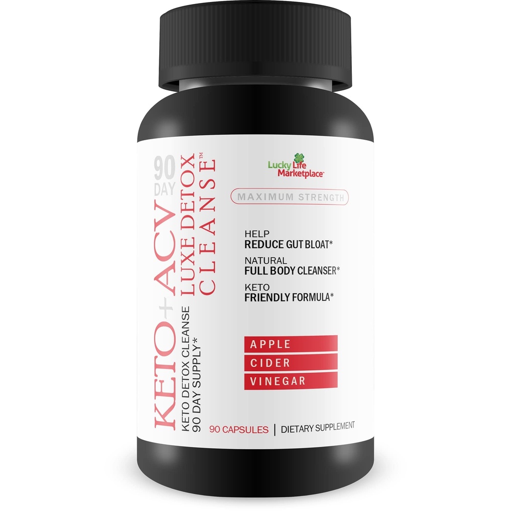 90 Tage Keto + Acv Luxe Detox Cleanse - Psyllium Keto Detox Cleanse 90 Tage Versorgung - Hilfe Reduzieren Gut Bloat & Belly Größe - Full Body Cleanser - Premium Keto Acv Luxe Cleanse Keto Lux