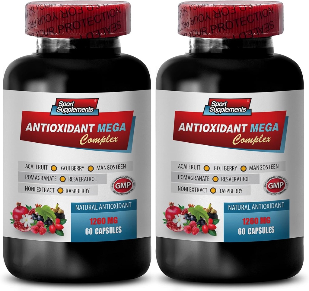 Antioxidans Multivitamin - ANTIOXIDANT MEGA COMPLEX 1440 MG - Resveratrol Komplex, Acai Berry Pillen, Trans-Resveratrol, Goji Berry Pillen, Granatapfel Extrakt Kapseln, Mangosteen - 2B 120 Kapseln