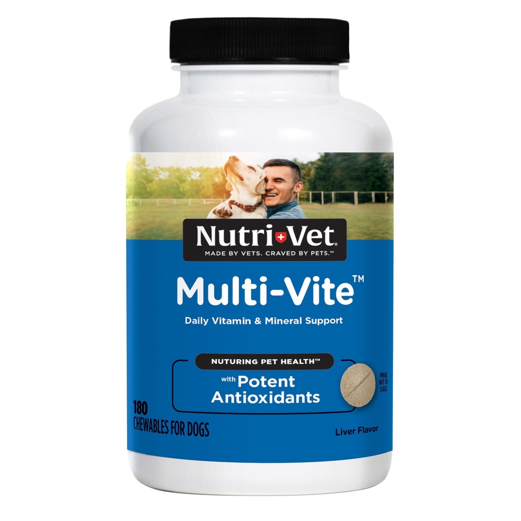 Nutri-Vet Multi-Vite Chewables für Erwachsene Hunde, Daily Multivitamin & Mineral Supplement für Gesamtgesundheit, Immununterstützung und Balanced Nutrition, 180 Count