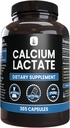 Reine Original Zutaten Calcium Lactat (365 Kapseln) Keine Magnesium- oder Reisfüller, Immer rein, Lab Verifiziert