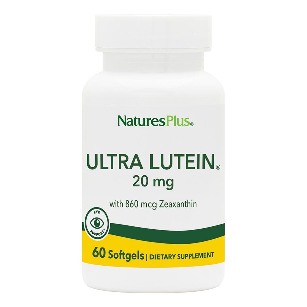 NaturesPlus Ultra Lutein 20 mg - 60 Softgels - Ernährungsunterstützung für gesunde Augenfunktion - 60 Portionen