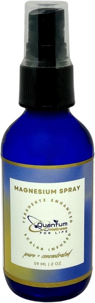 Spray de magnésium, énergie scalaire infusée, pure et organique, fabriqué aux États-Unis, emballage en verre (2 oz de bouteille de spray)