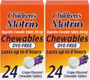 Motrin Kinder Dye-Free Ibuprofen Kautabletten für Schmerzen & Fever, Trauben, 24 Zähler (Pack von 2)