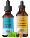 HERBAMA Herbal Liquid Drops Kit - Bundle of Stinging Nettle 2 fl oz & Turmeric Curcumin Tincture 4 fl oz - Vegan, Non-GMO, Zucker & Alkoholfrei - 2 Pack