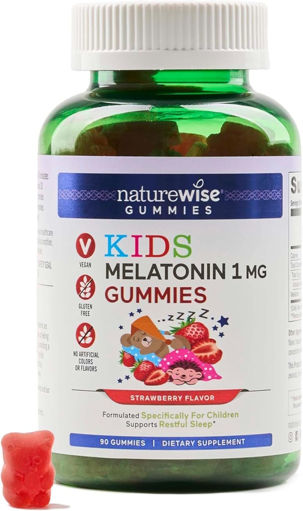 Enfants d'âge 4 ans et plus - Gummy Bears aromatisés aux fraises - Vegan, sans gluten, sans OGM - 90 comtes[3 mois]