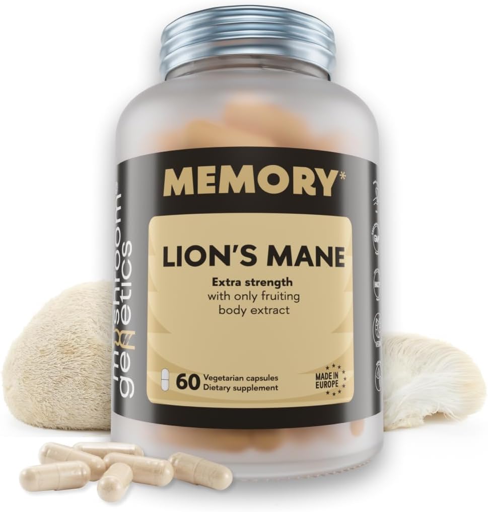 Lions Mane Supplément Capsules - Supplément de Champignon Nootropique pour le cerveau, la mémoire et le soutien immunitaire